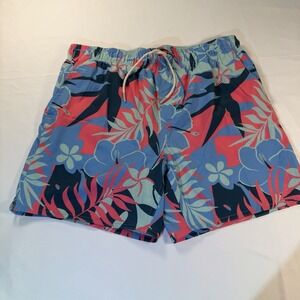 Laguna Swim Trunks Men's L‎ Bathing Suit Shorts Stretch Pockets Blue Pink Floral